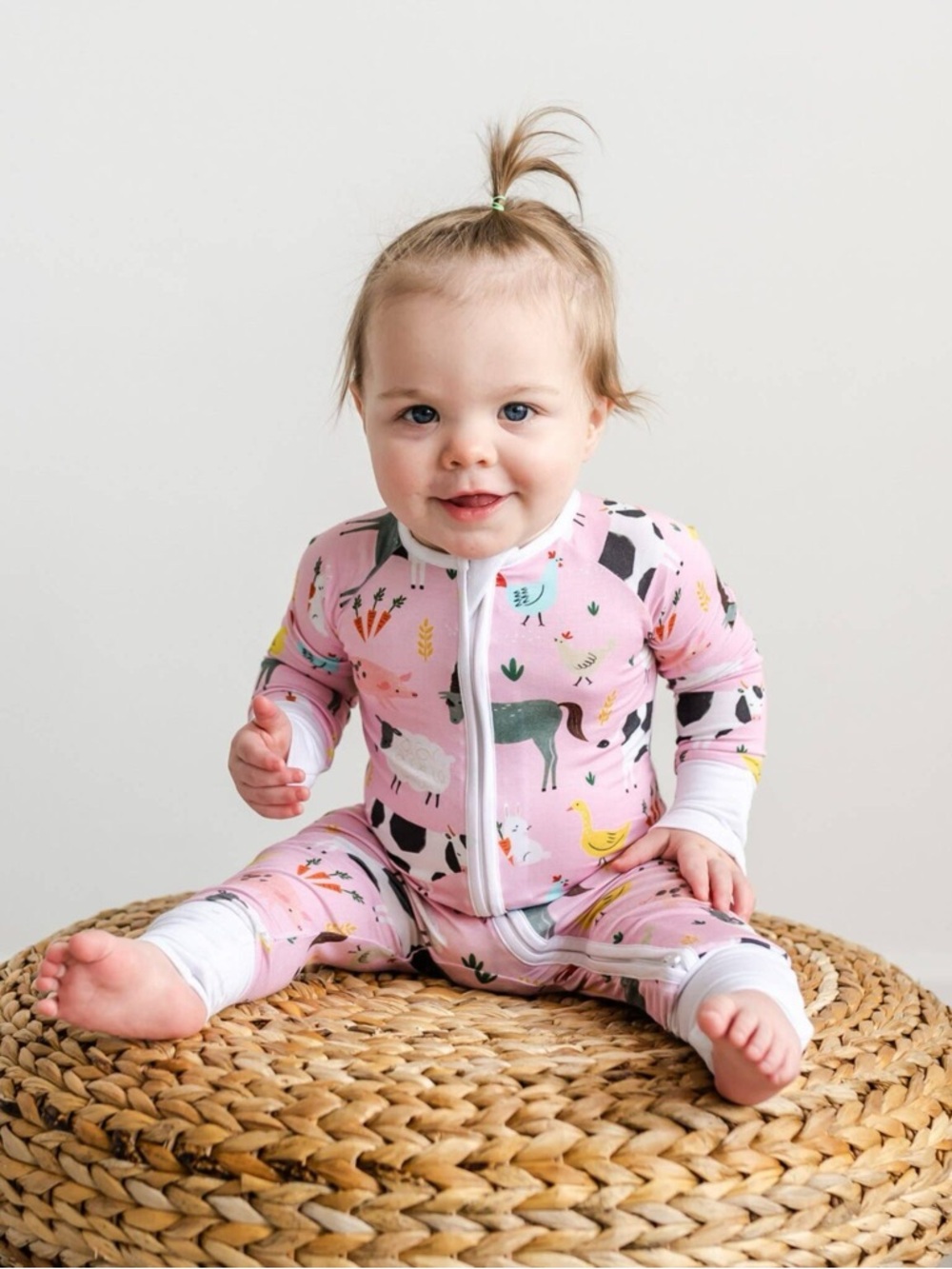 Little Sleepies Pink Farm Animal One-Piece Zipper Pajamas, 18-24 months - Picture 2 of 2
